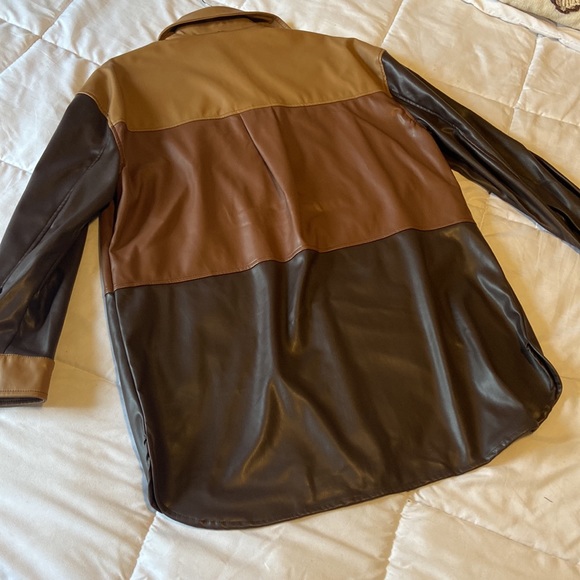 NWT Badgley Mischa Espresso Brown/Tan Combo Jacket sz L - Picture 5 of 6